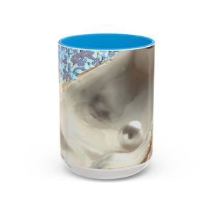 Colorful Mugs (11oz, 15oz), Disco White Pearl Oyster Macro