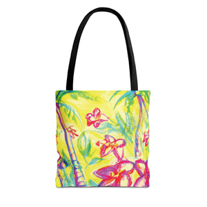 Tropical Doodles Tote Bag, Yellow - 3 Sizes