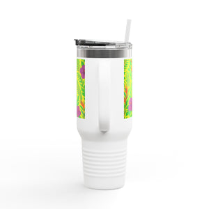 Midnight Flower Yellow Insulated Travel Mug - 40oz - Perfect for Outdoor Adventures
