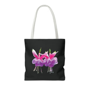 Tropical Real Two Fuchsias/Black Tote Bag - 3 Sizes