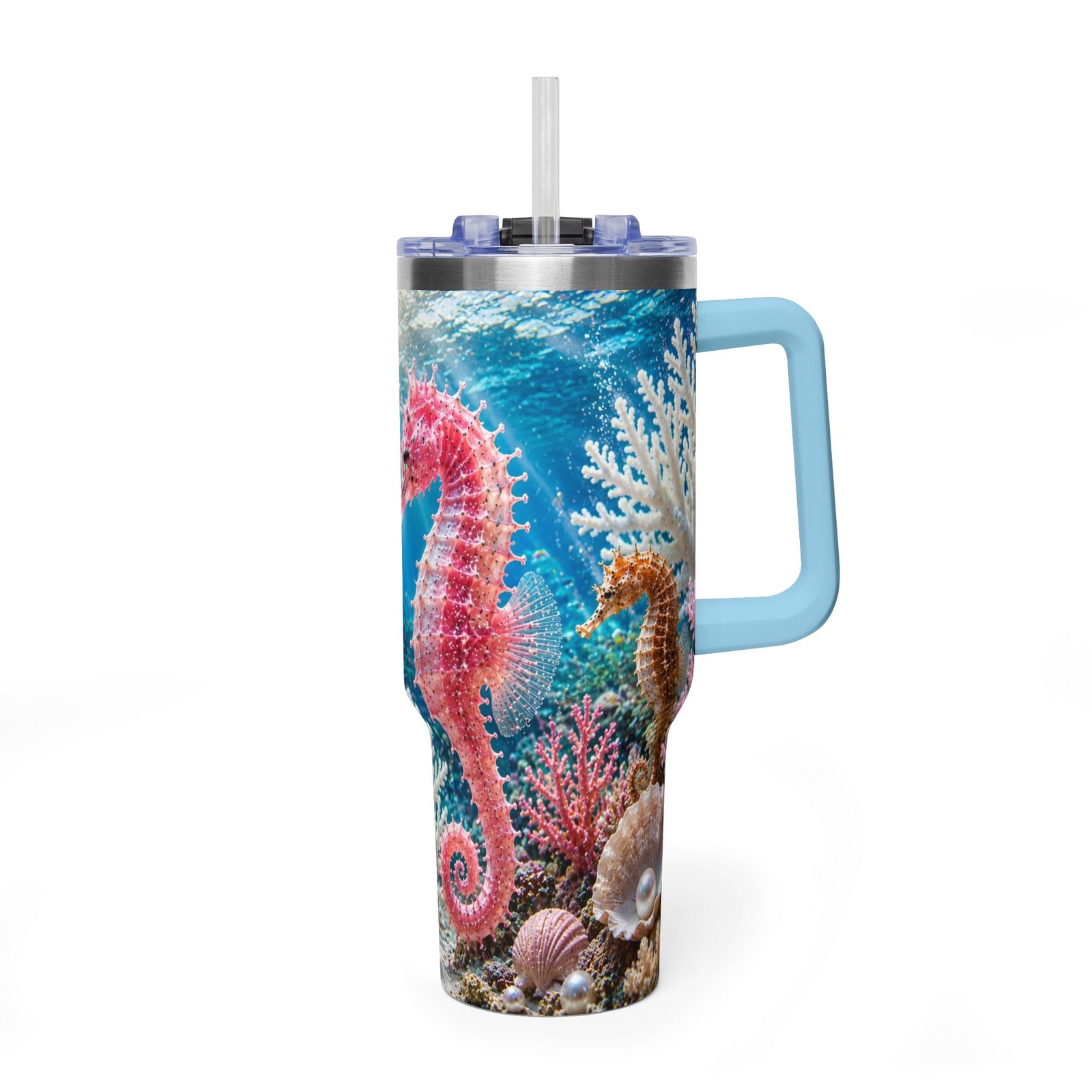 40oz Seahorse Ocean Tumbler — Vacuum Insulated Travel Mug
