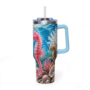 40oz Seahorse Ocean Tumbler — Vacuum Insulated Travel Mug