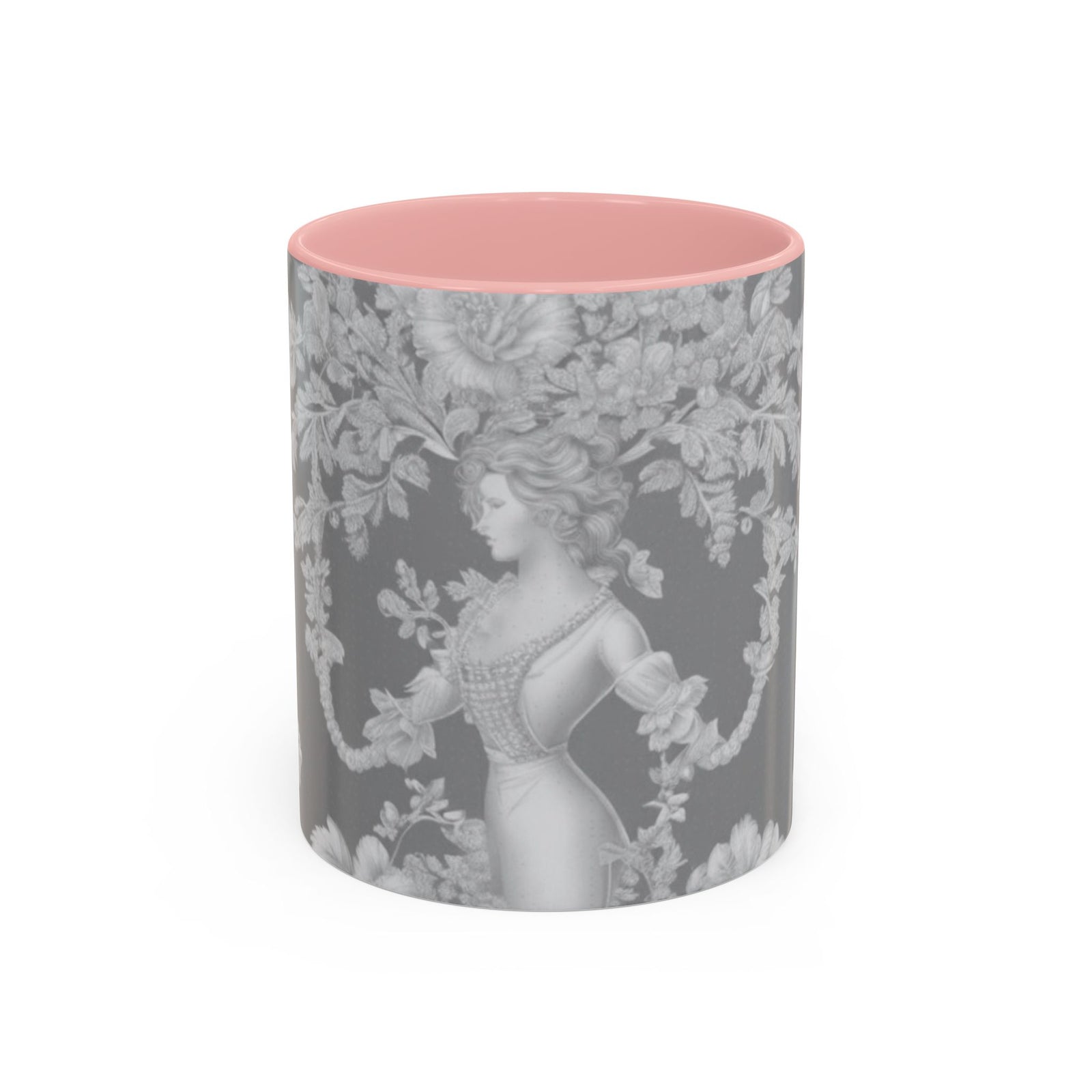 Accent Color Coffee Mug (11, 15oz), Pearl Lady Toile/Slate