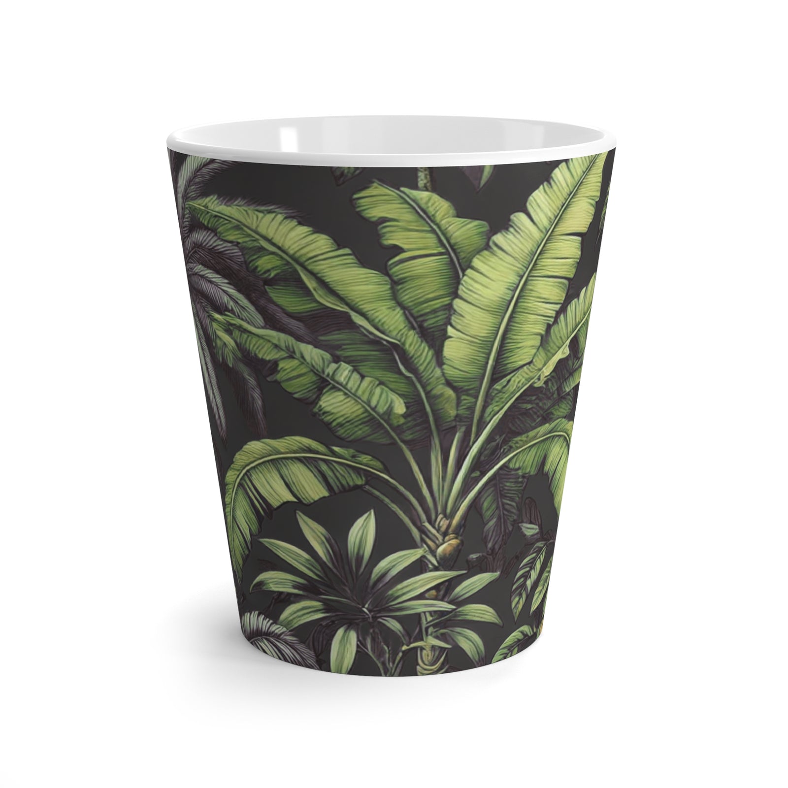 Latte White Mug - Tropical Fruit, Black