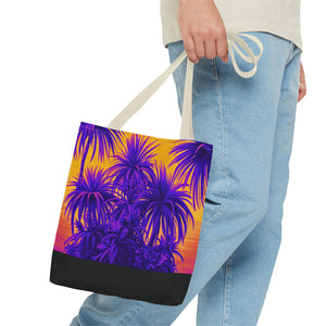 Tiny Palm Island Pop/Black Tote Bag - 3 Sizes