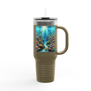 Insulated Travel Mug, 40oz / Busy Coral Reef - Perfect for Outdoor Adventures