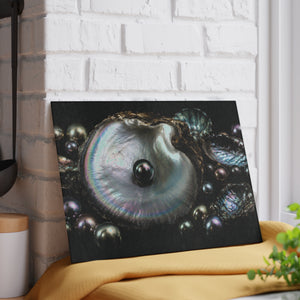 Glass Coffee Station Tray — Iridescent Black Pearl Oyster
