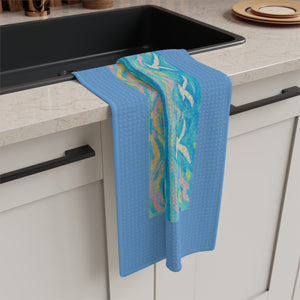 Tropical Microfiber Coffee/Tea Towel – Coastal Seashell Glow, Lt Blue