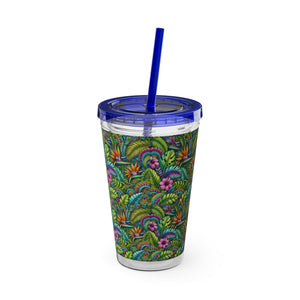 Tropical Tumbler with Straw | 16 oz.: Rainforest Blooms