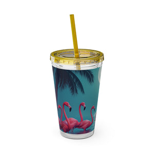 Tropical Tumbler with Straw | 16 oz: Moonlit Mermaid and Flamingos