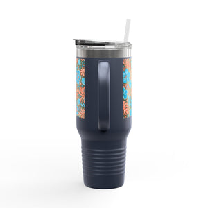 Insulated Travel Mug, 40oz / Beach Dreams, Coral Blues