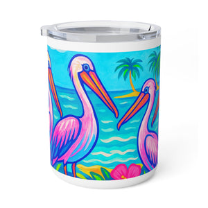 Tropical Insulated Coffee Mug: Pelican Friends