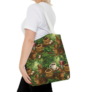 Tropical Rabbits & UFOs Tote Bag, Black - 3 Sizes