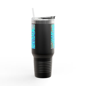 Insulated Travel Mug, 40oz / Wild Coral, Turquoise - Perfect for Outdoor Adventures