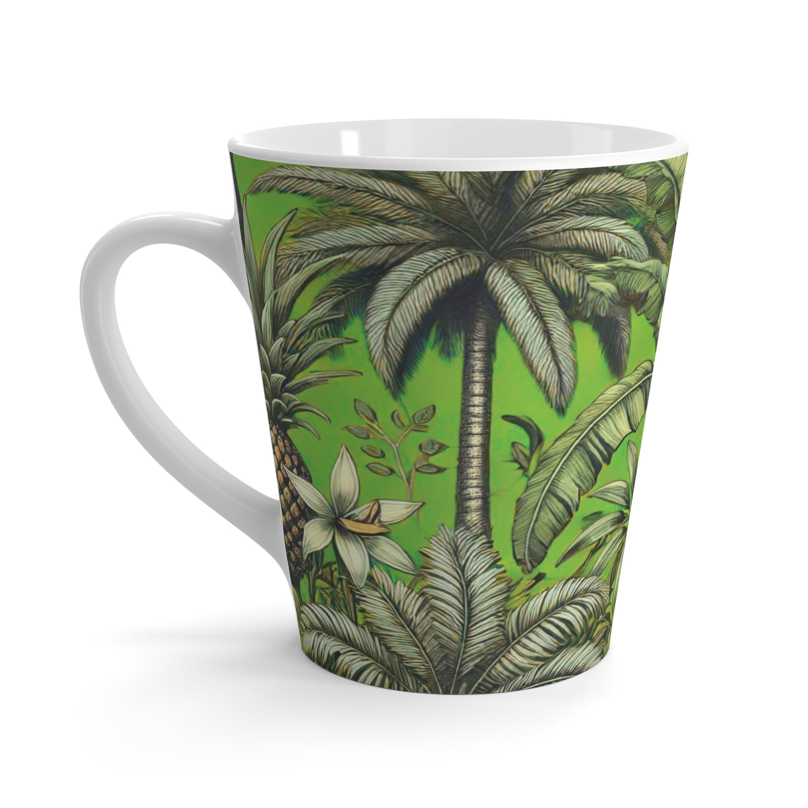 Latte White Mug - Tropical Fruit, Spring Green