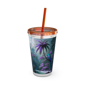 Tropical Tumbler with Straw | 16 oz: Sleeping Parrot, Fantasy