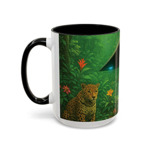 Accent Coffee Mug (11, 15oz), 8 Colors - UFO and Jaguars