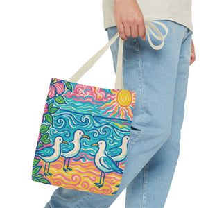 Tropical Beach Seagulls Tote Bag - 3 Sizes