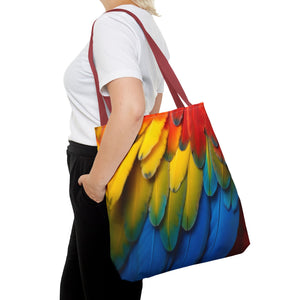 Tropical Macaw Parrot Feathers Tote Bag - Colorful Design, 3 Sizes