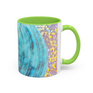 Colorful Mugs (11oz, 15oz), Disco Jade Turbo Shell Macro