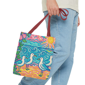 Tropical Beach Seagulls Tote Bag - 3 Sizes