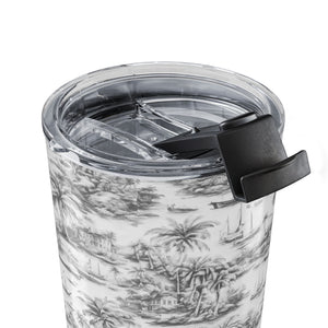 20oz Tumbler — Vintage Tropical Toile/Grey Travel Mug