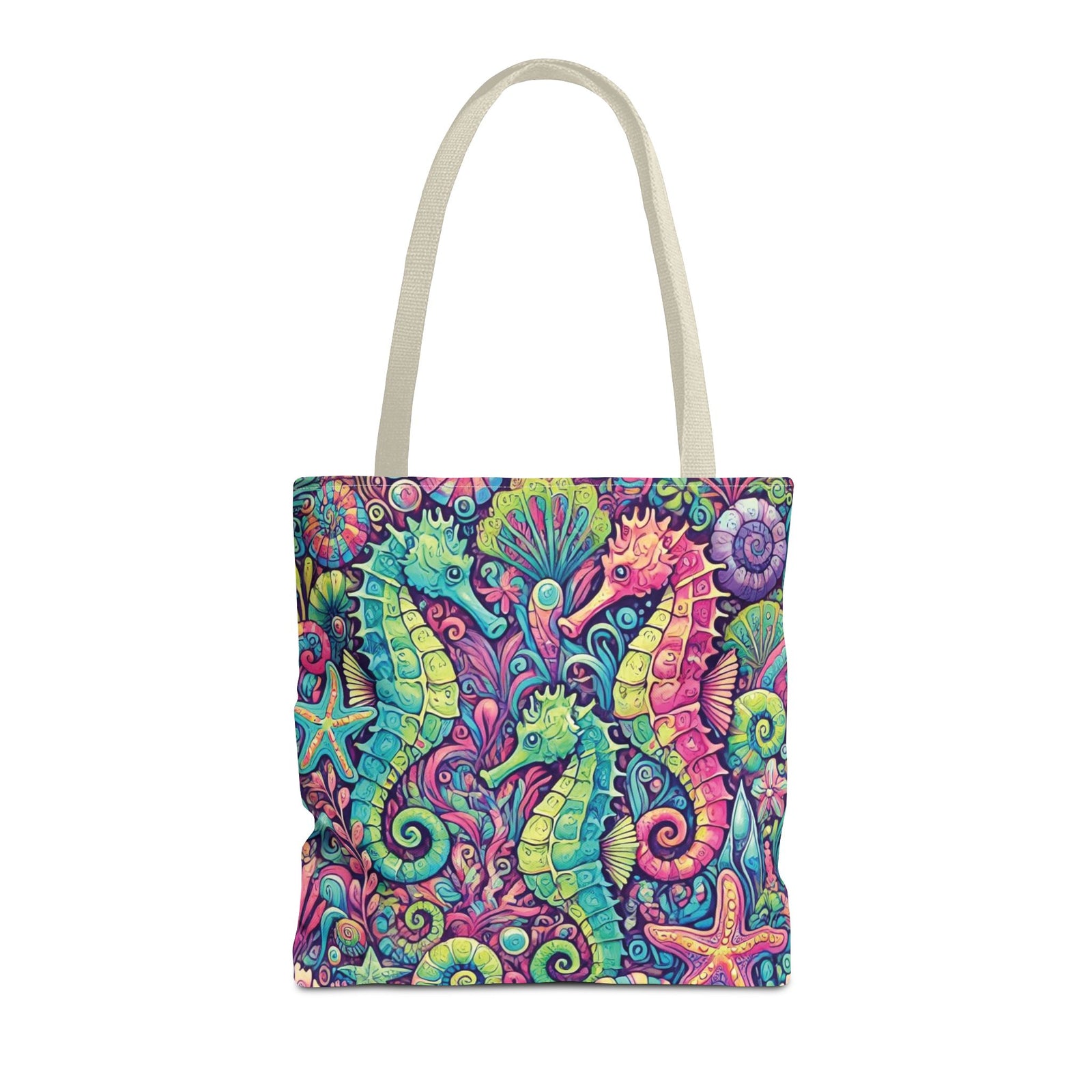 Seahorse Trio Tote Bag, Brights - 3 Sizes