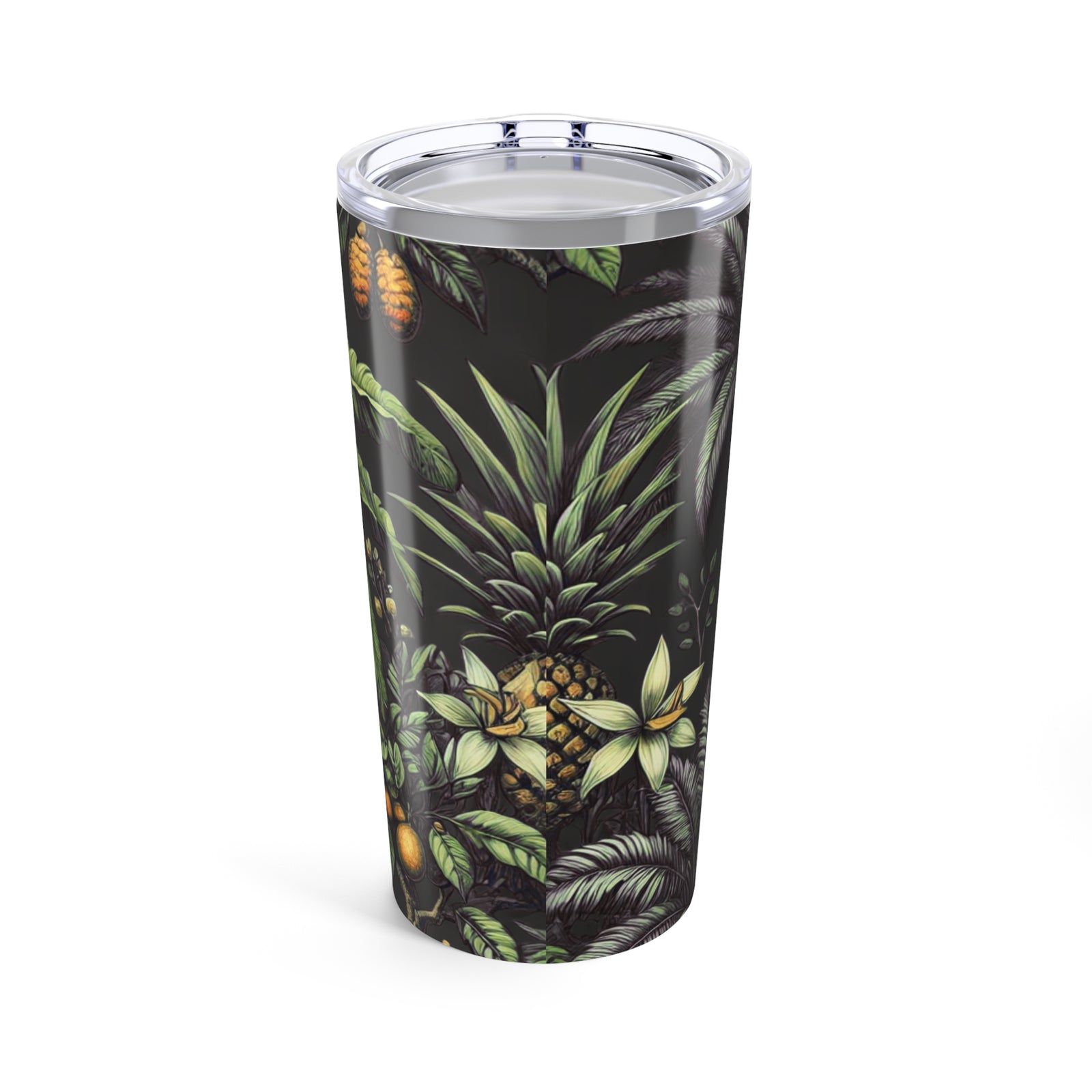 20oz Tropical Glossy Tumbler, Stainless Steel / Tropical Fruit, Black