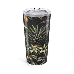 20oz Tropical Glossy Tumbler, Stainless Steel / Tropical Fruit, Black