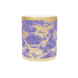 Tropical Metallic Mug, Gold or Silver - Tropical Trip Toile, Purple