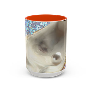 Colorful Mugs (11oz, 15oz), Disco White Pearl Oyster Macro