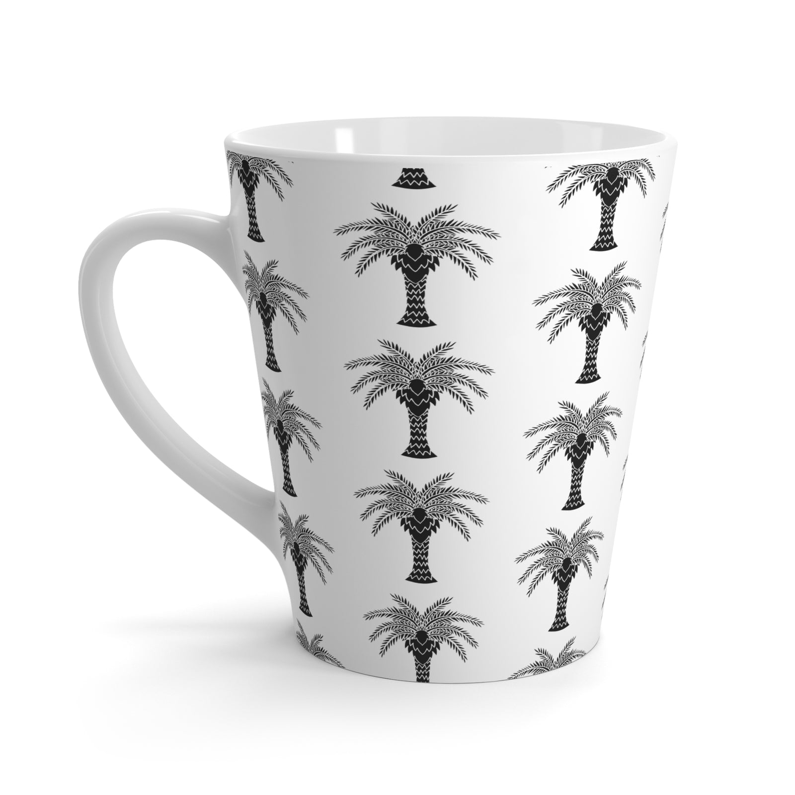 Latte White Mug - Perfect for Coffee Enthusiasts / Art Deco Stylish Palm, white
