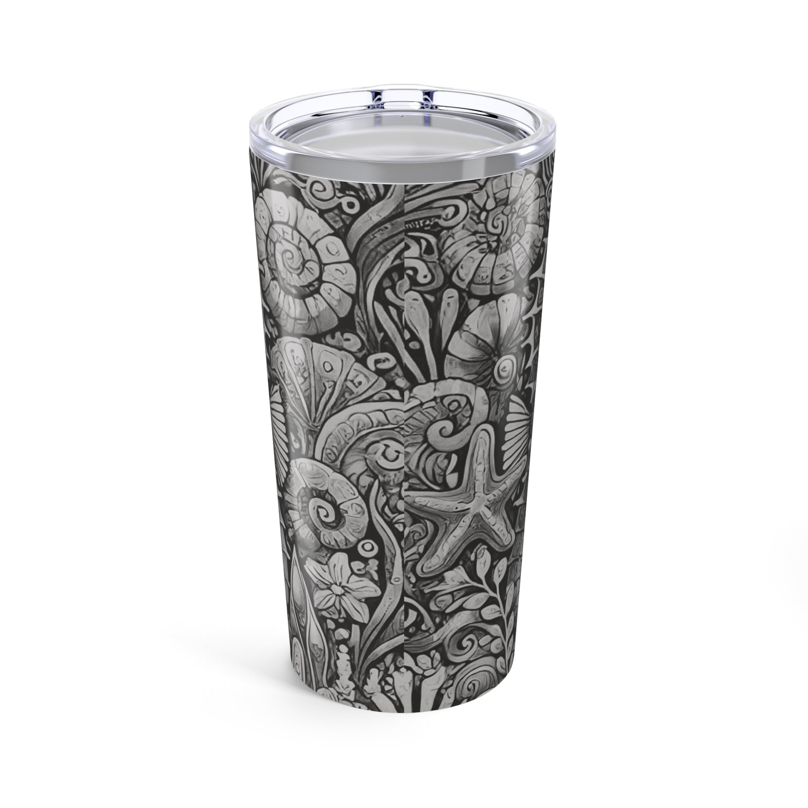 20oz Tropical Glossy Tumbler, Stainless Steel / Seahorse Trio, Noir