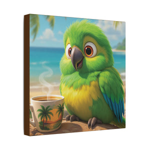 Tropical Beach Canvas - Lulu the Parrot Coffee Wall Art