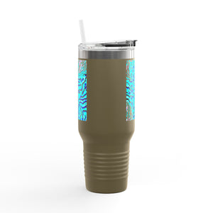 Insulated Travel Mug, 40oz / Wild Coral, Turquoise - Perfect for Outdoor Adventures