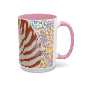 Colorful Mugs (11oz, 15oz), Disco Tiger Stripe Nautilus Macro