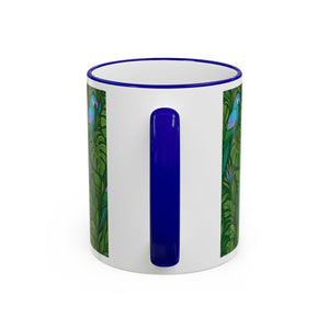 Accent Rim & Handle Coffee Mug ~ Parrot Family, Blue