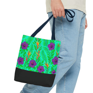 Midnight Flower GreenTote Bag - 3 Sizes