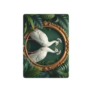 Poker Playing Cards - Framed White Peacocks