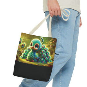 Baby Peacock/Black Trio Tote Bag - 3 Sizes
