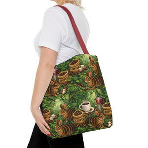 Tropical Rabbits & UFOs Tote Bag, Black - 3 Sizes