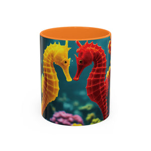 Black Coffee Mug ~ Seahorses in Love