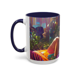 Accent Color Coffee Mug (11, 15oz) - Midnight Kiss in Tropical Garden