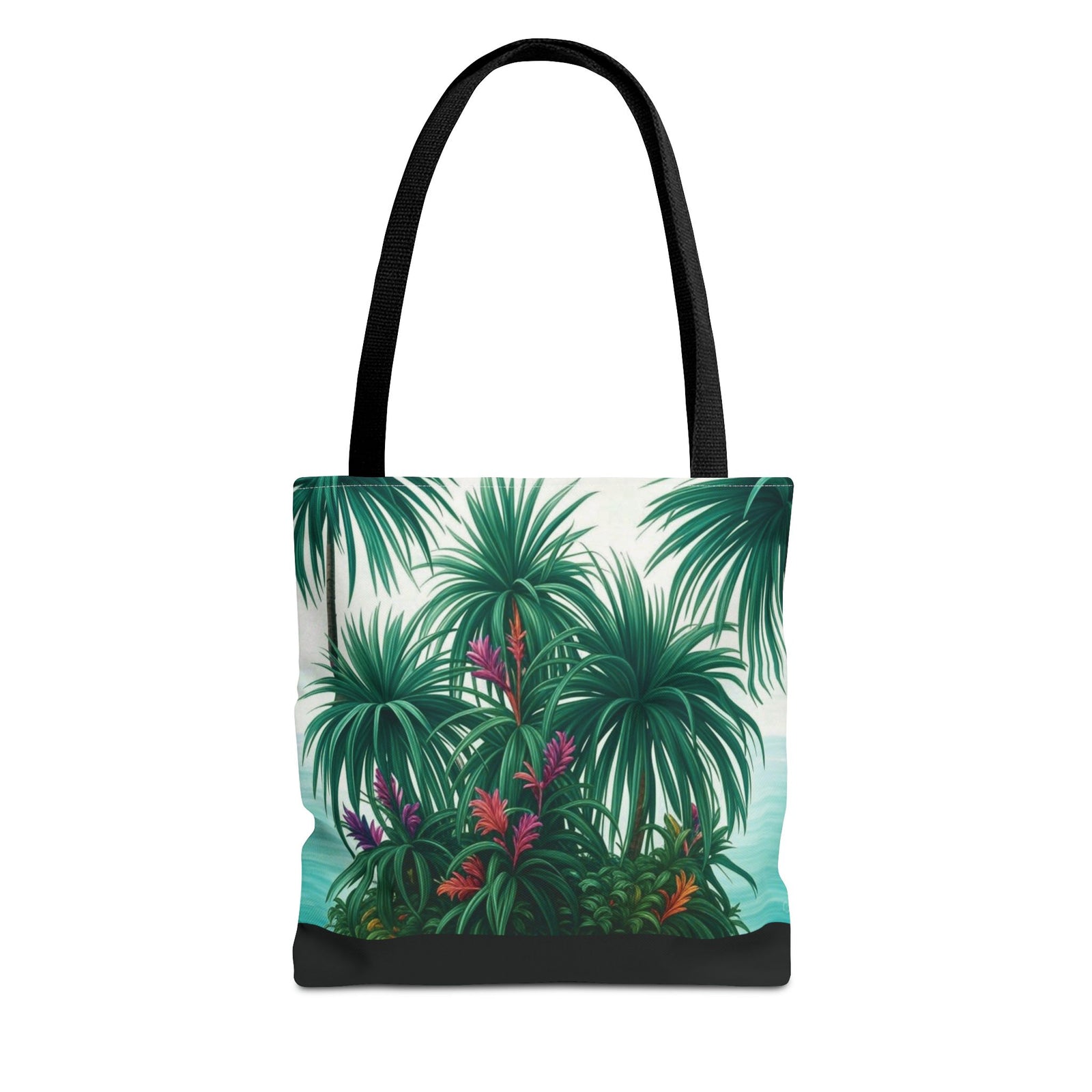 Tiny Palm Island/Black Tote Bag - 3 Sizes