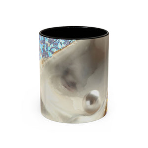 Colorful Mugs (11oz, 15oz), Disco White Pearl Oyster Macro