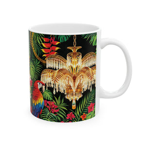 White Ceramic Mug — Holllywood Regency Parrot (11oz, 15oz)