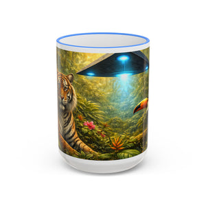 Accent Rim & Handle Mug — UFO & Tiger