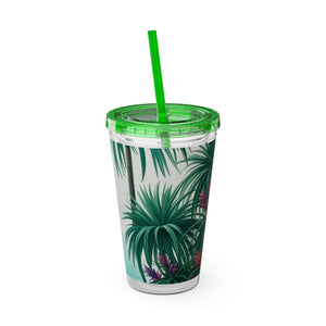 Tropical Tumbler with Straw | 16 oz: Tiny Palm Island