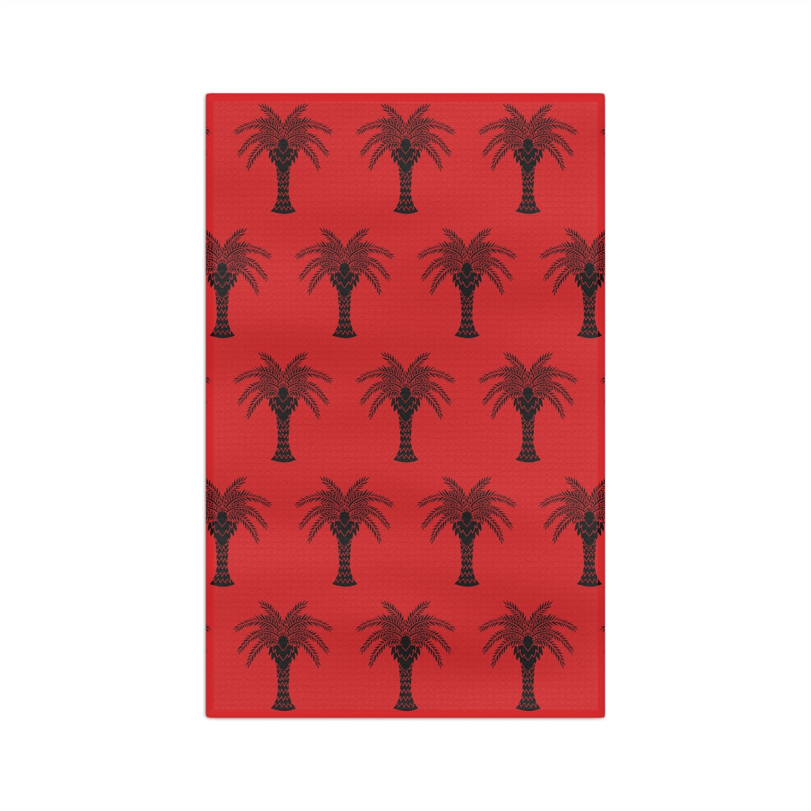 Tropical Microfiber Coffee/Tea Towel – Art Deco Palms, Red