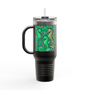Seahorses Lime Insulated Travel Mug - 40oz - Perfect for Outdoor Adventures